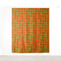 Bold Geometric Orange and Green Tapestry