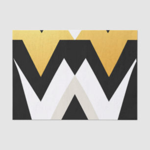Bold Geometric Patterns in Black White and Gold Tissue Paper