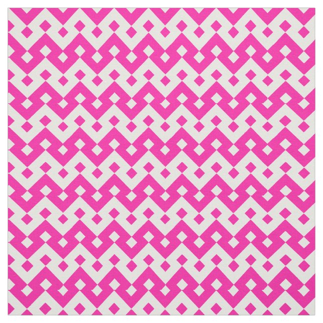 Bold Geometric Pink and White Chevrons Fabric (Swatch)
