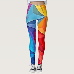 Bold Geometric Prism Abstract Art Leggings