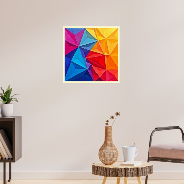 Bold Geometric Prism Abstract Art Poster (Living Room 3)