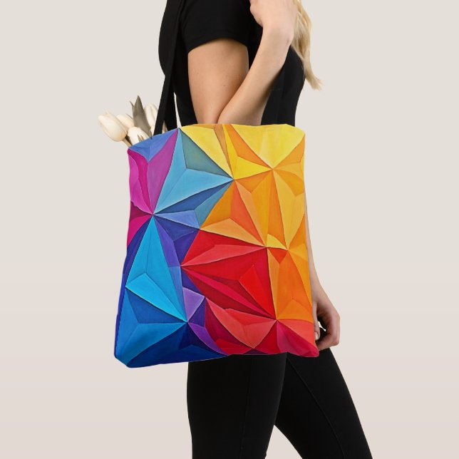 Bold Geometric Prism Abstract Art Tote Bag (Close Up)