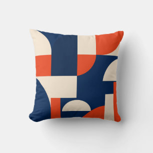Bold Geometric Shapes in Navy Orange and Dark Blue Cushion