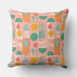 Bold Geometric Shapes With Accents Mint Aqua 3 Cushion