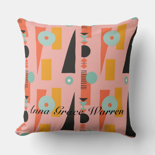 Bold Geometric Shapes With Accents Mint Aqua 4 Cushion (Front)