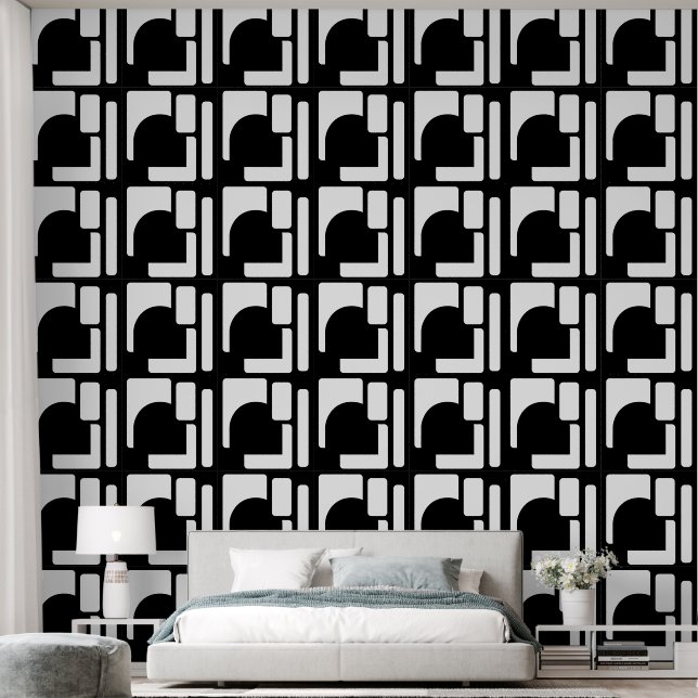 Bold Geometric Statement Accent Wallpaper (Bedroom)
