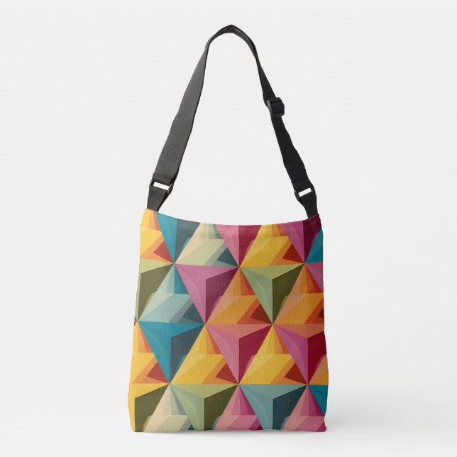 Bold Geometric Triangle Pattern  Crossbody Bag (Front)