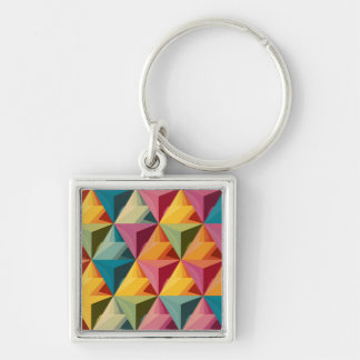 Bold Geometric Triangle Pattern Key Ring