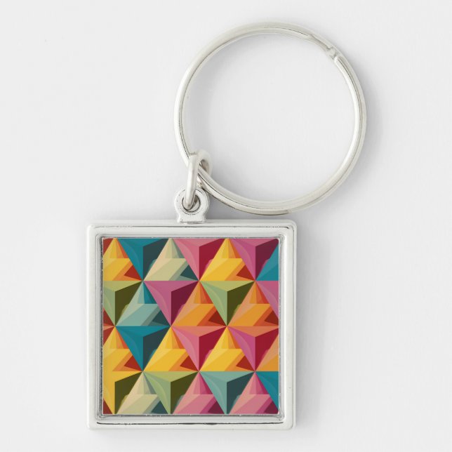 Bold Geometric Triangle Pattern  Key Ring (Front)