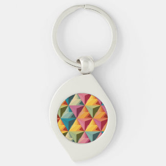Bold Geometric Triangle Pattern Key Ring
