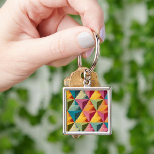 Bold Geometric Triangle Pattern  Key Ring