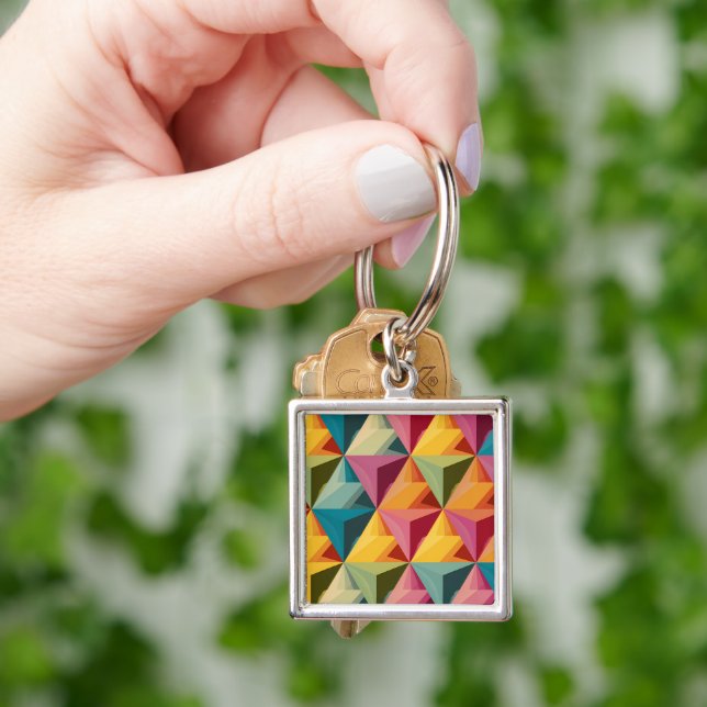 Bold Geometric Triangle Pattern  Key Ring (Hand)