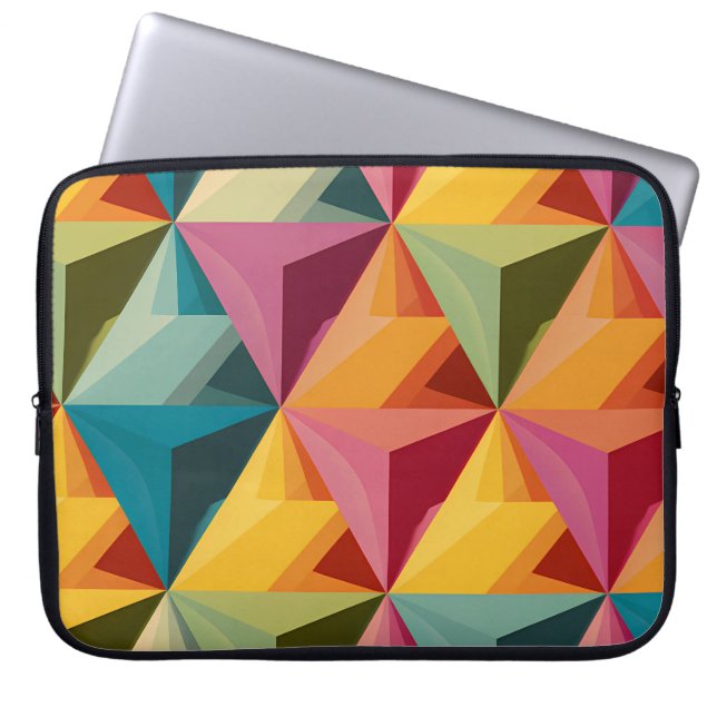 Bold Geometric Triangle Pattern  Laptop Sleeve (Front)