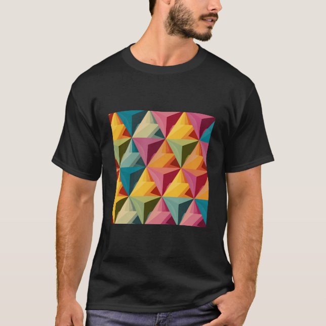Bold Geometric Triangle Pattern  T-Shirt (Front)