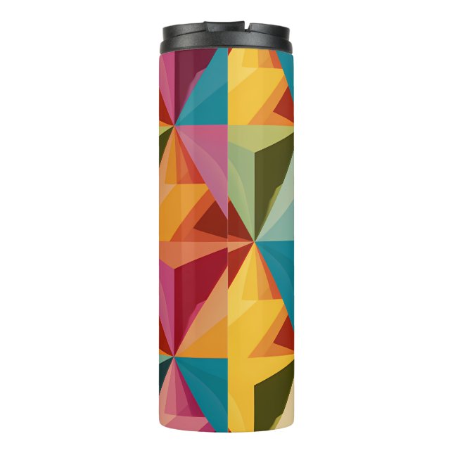 Bold Geometric Triangle Pattern  Thermal Tumbler (Back)