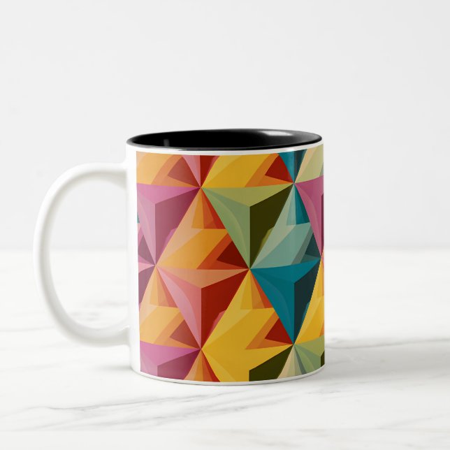Bold Geometric Triangle Pattern  Two-Tone Coffee Mug (Left)