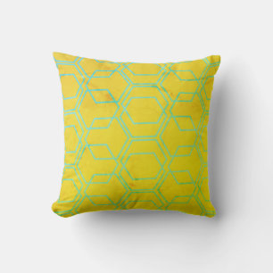 Bold Geometrical Shapes Yellow Green Throw Pillow