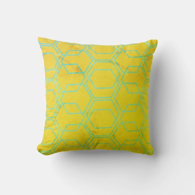 Bold Geometrical Shapes Yellow Green Throw Pillow (Front)