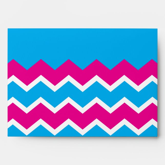 Bold Girly Hot Pink Teal Chevron ZigZag Pattern Envelopes (Front)