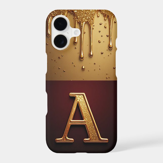 💎 Bold Glitter A Monogram With Dripping Liquid iPhone Case (Back)