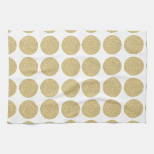 Bold Glitter Gold Polka Dots Tea Towel