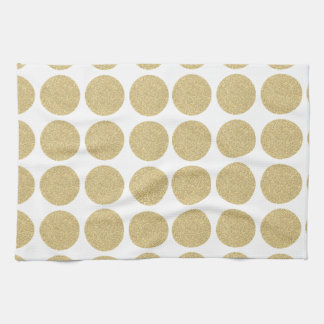 Bold Glitter Gold Polka Dots Tea Towel