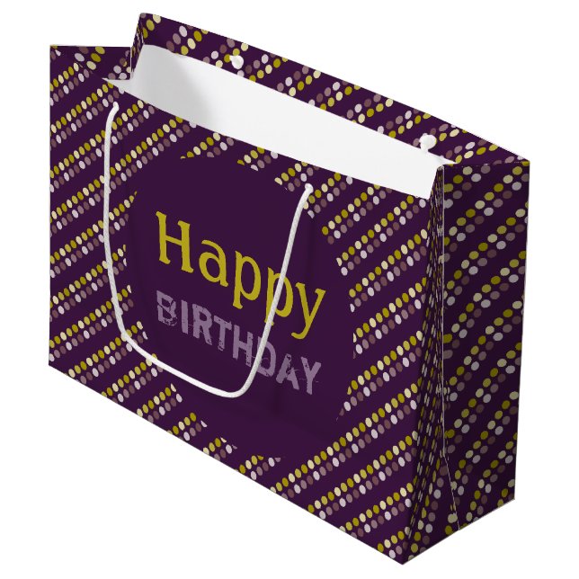 Bold Gold and Purple Large Gift Bag (Front Angled)