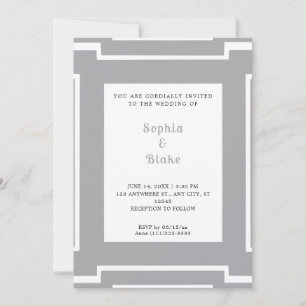 Bold Gold and Silver Art Deco Wedding Invitation
