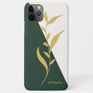 Bold Gold Botanical Green Geometric Abstract Case- iPhone 11 Pro Max Case