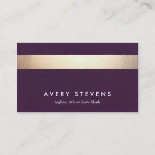 Bold Gold Coloured Striped Modern Purple Chic 2 Business Card