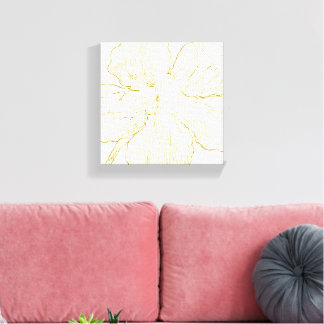 Bold Gold Floral Line Art Minimalist Macro Bloom  Canvas Print