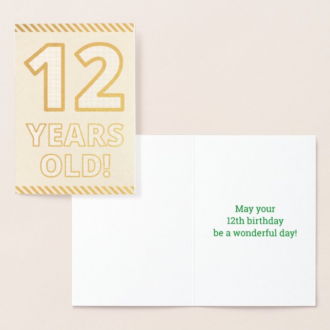 Bold, Gold Foil "12 YEARS OLD!" Birthday Card (Display)