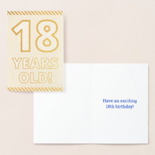 Bold, Gold Foil "18 YEARS OLD!" Birthday Card