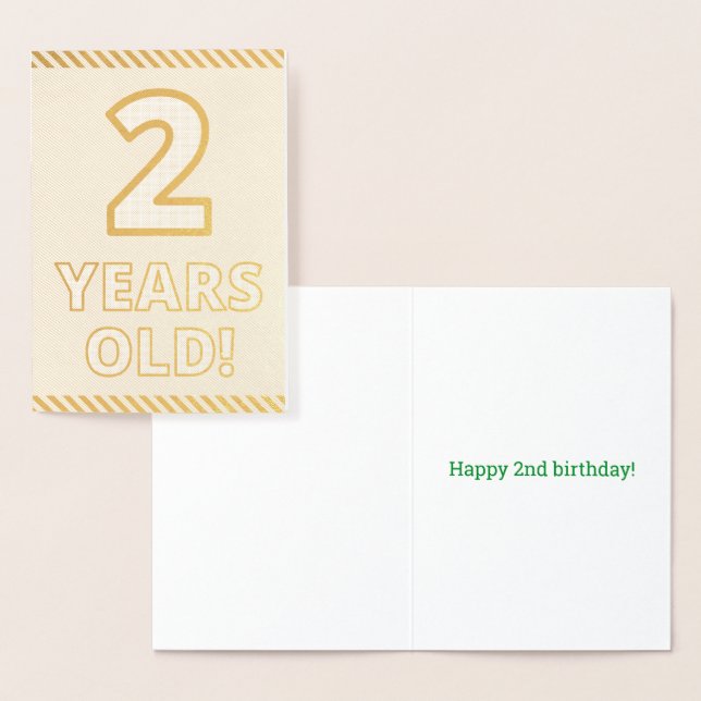 Bold, Gold Foil "2 YEARS OLD!" Birthday Card (Display)