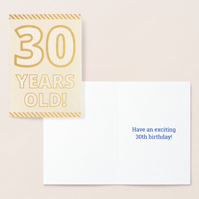 Bold, Gold Foil "30 YEARS OLD!" Birthday Card (Display)