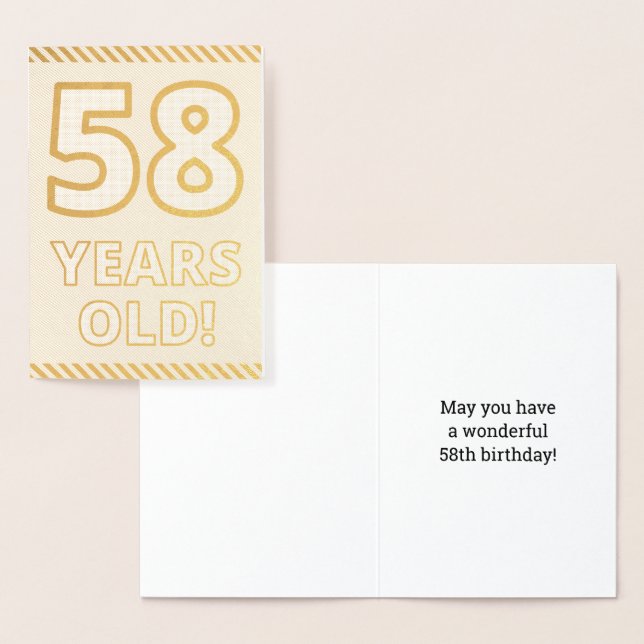 Bold, Gold Foil "58 YEARS OLD!" Birthday Card (Display)