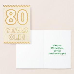 Bold, Gold Foil "80 YEARS OLD!" Birthday Card