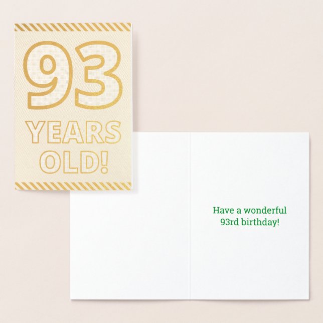Bold, Gold Foil "93 YEARS OLD!" Birthday Card (Display)