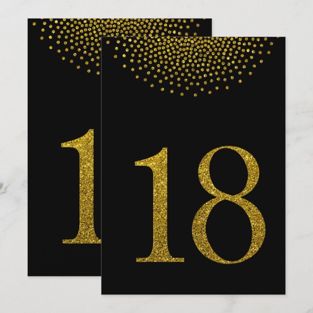 Bold Gold Glitter  Wedding Party table numbers (Front/Back)