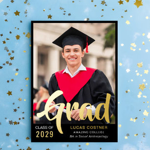 Bold Gold Graduation Announcement & Party Invite