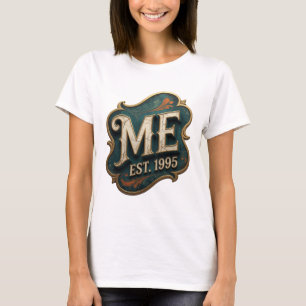 Bold Gold ME EST 1995 3D Text Art T-Shirt