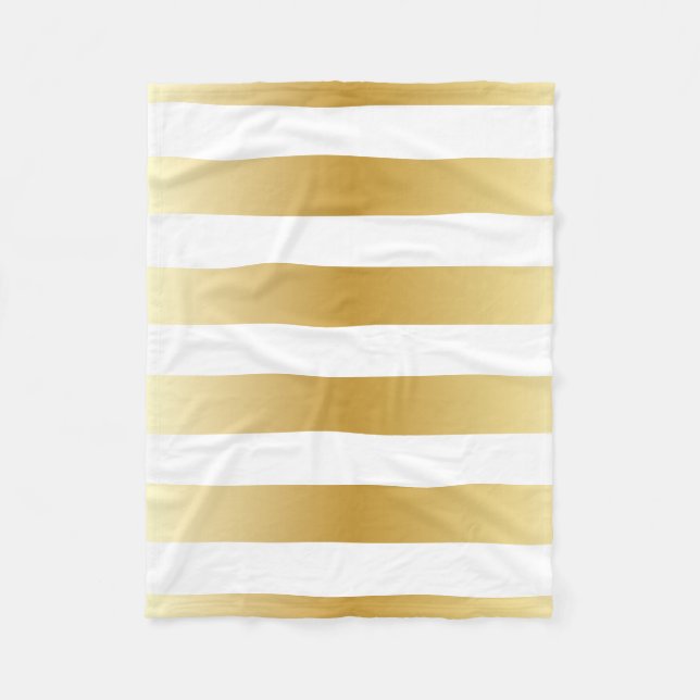Bold Gold Metallic Stripes Pattern Fleece Blanket (Front)