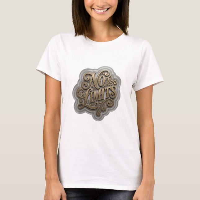 Bold Gold NO LIMITS Print T-Shirt (Front)