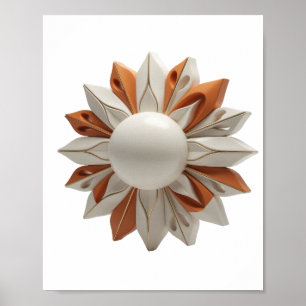 Bold Gold ORANGE AND WHITE FLOWER Quote Design Poster