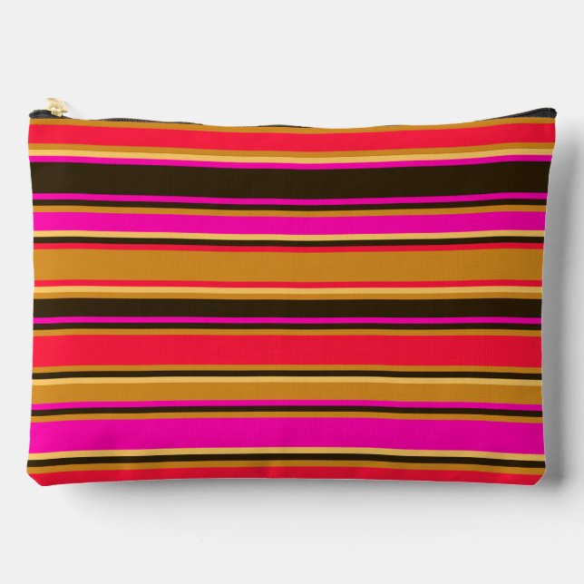 Bold Gold, Red, & Magenta Striped Pouch (Front)