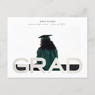 bold gold script graduation announcement photo postcard