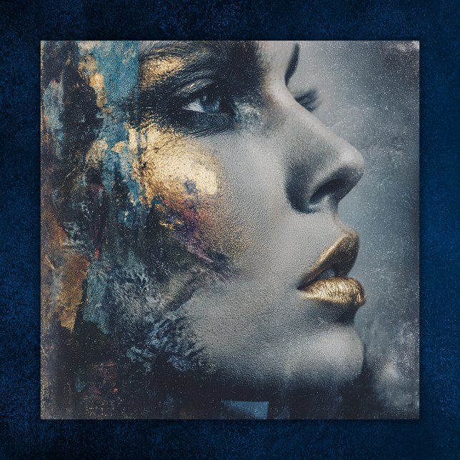 Bold Gold Teal Dramatic Portrait Modern Art Poster (Bold Gold Teal Dramatic Portrait Modern Art Poster)