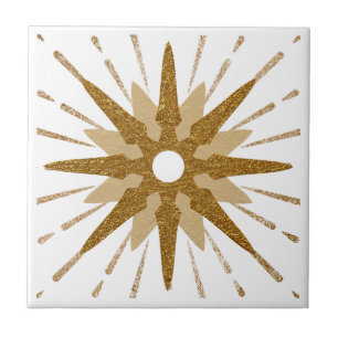 Bold Gold & White Starburst Tile
