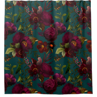 Bold Gothic Night Moody Florals  Shower Curtain