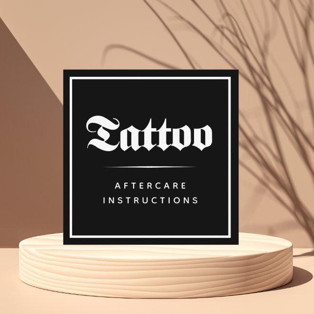 Bold Gothic Style Tattoo Aftercare Instructions Square Business Card (Creator Uploaded)